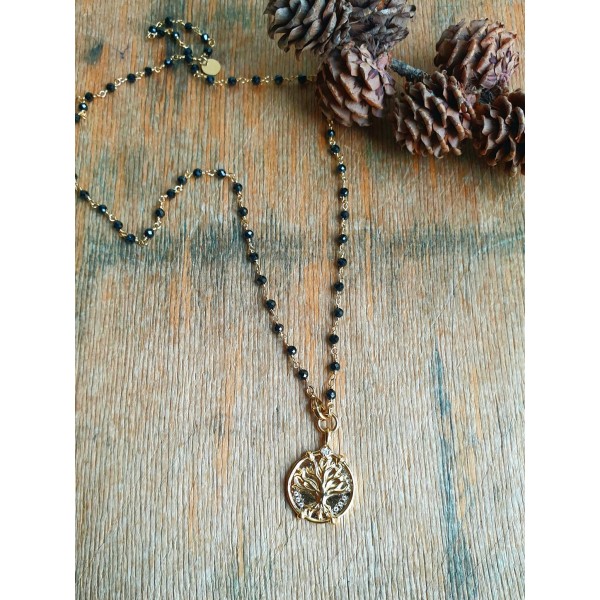 Hanka IN kaklo papuošalas su špinele ir cirkonio medalionu 